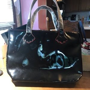 Black patten leather shoulder bag